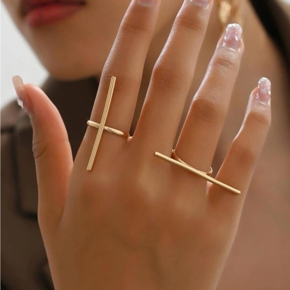 2 pc Minimalist adjustable ring set - Picture 1 of 4